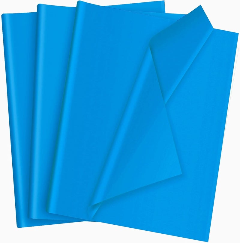 Hlonon 50 Sheets Blue Tissue Paper for Gift Bags - 14 x 20 Inches Recyclable Blue Wrapping Paper for Weddings Birthday DIY Project Christmas Gift Wrapping Crafts Decor - Image 1